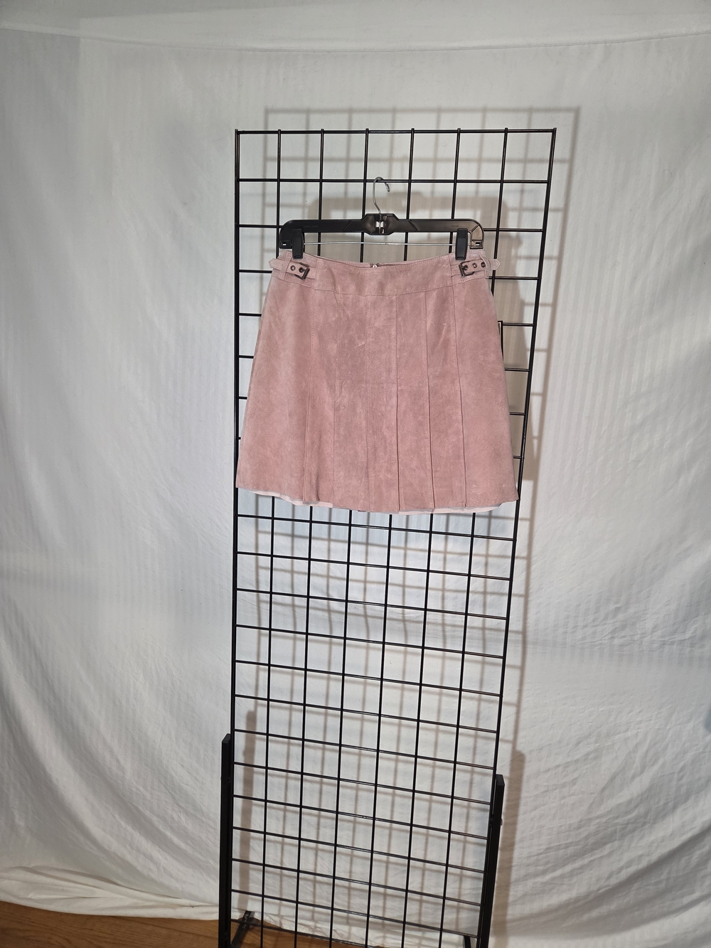 Pleated Suede-Feel Mini Skirt in Soft Pink